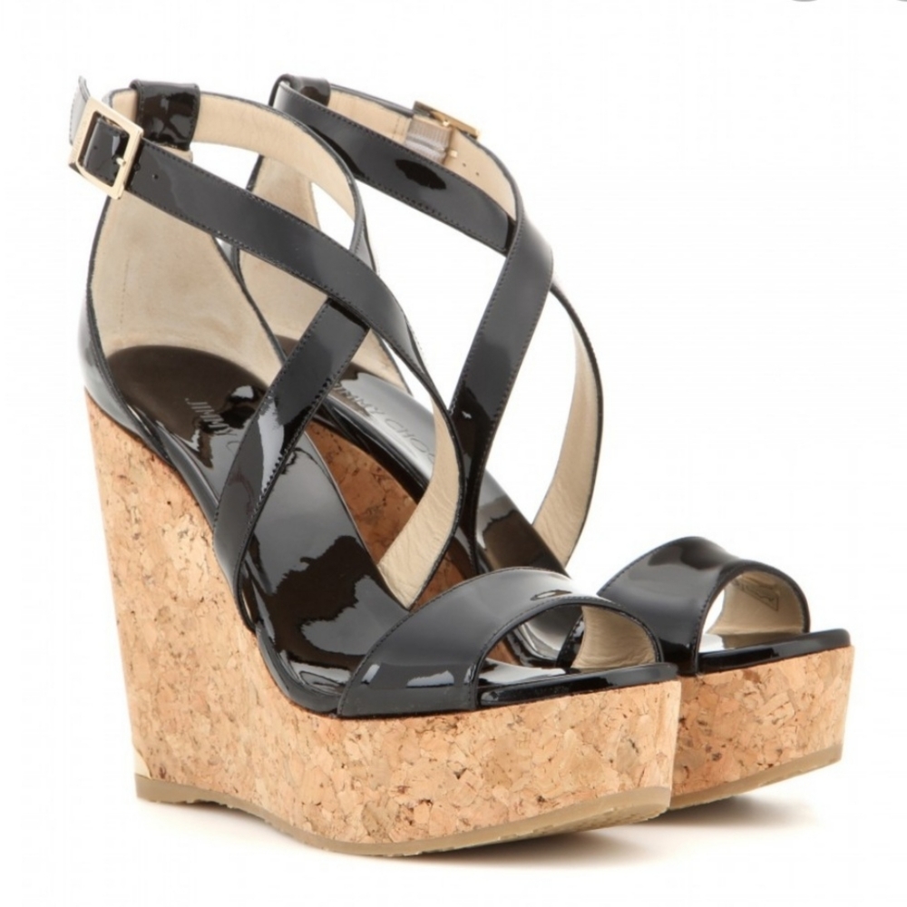 👑 HOST PICK 👑 🔥NEW🔥 Jimmy Choo 120 Portia Cork Wedge Sandals - Picture 8 of 15